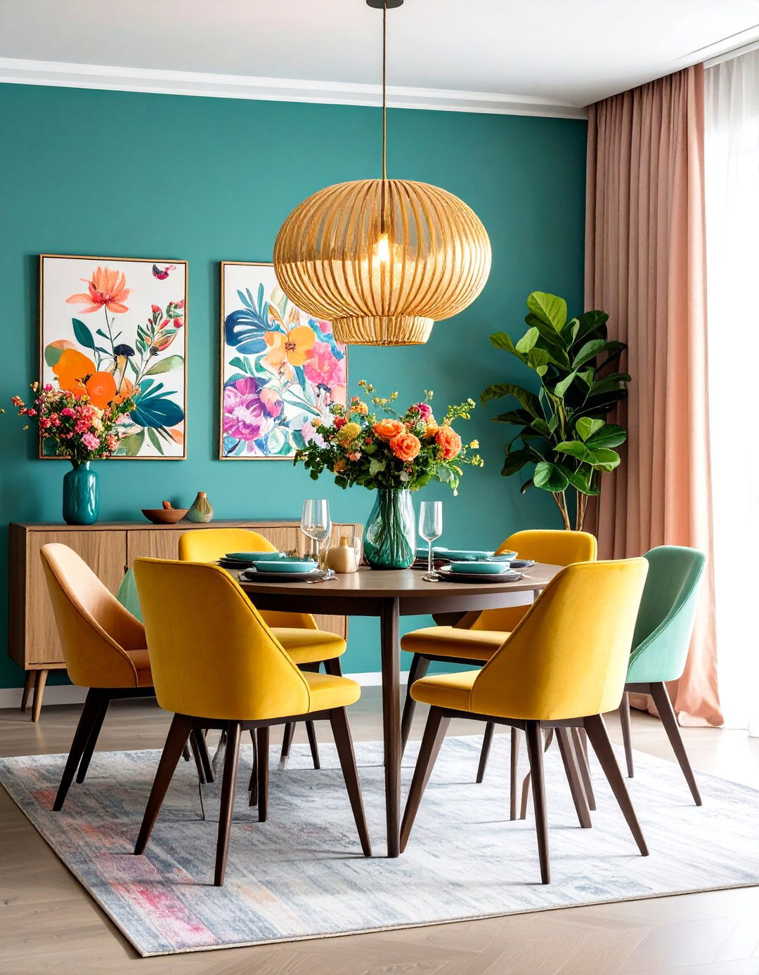 Bold Accent Contemporary Dining Room - 24 Contemporary Interior Design Style Ideas