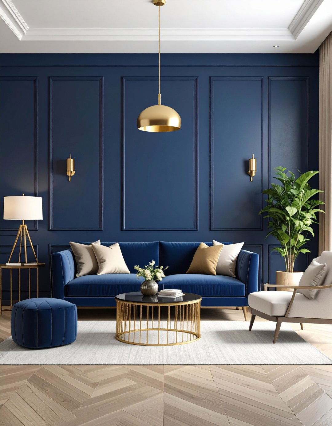 Bold Accent Wall Living Room - 24 Pottery Barn Living Room Ideas