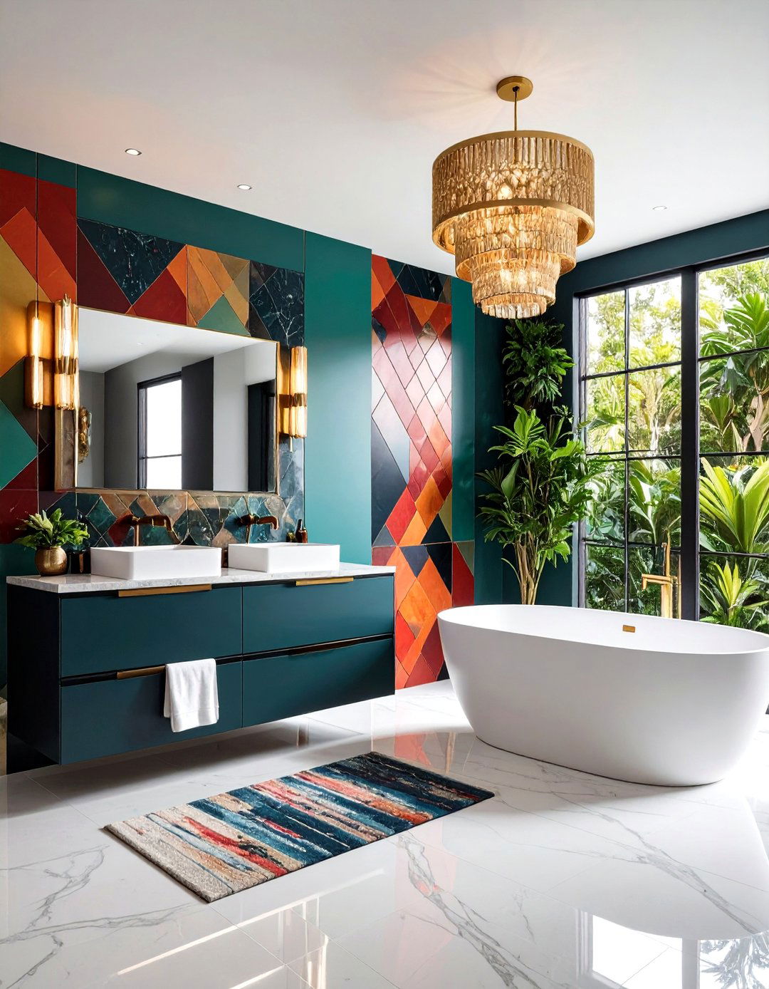 Bold Accent Wall - 24 Small Master Bathroom Ideas