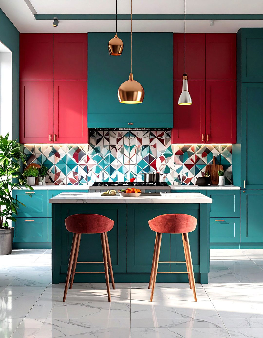 Bold Accent Walls - 24 Art Deco Kitchen Ideas