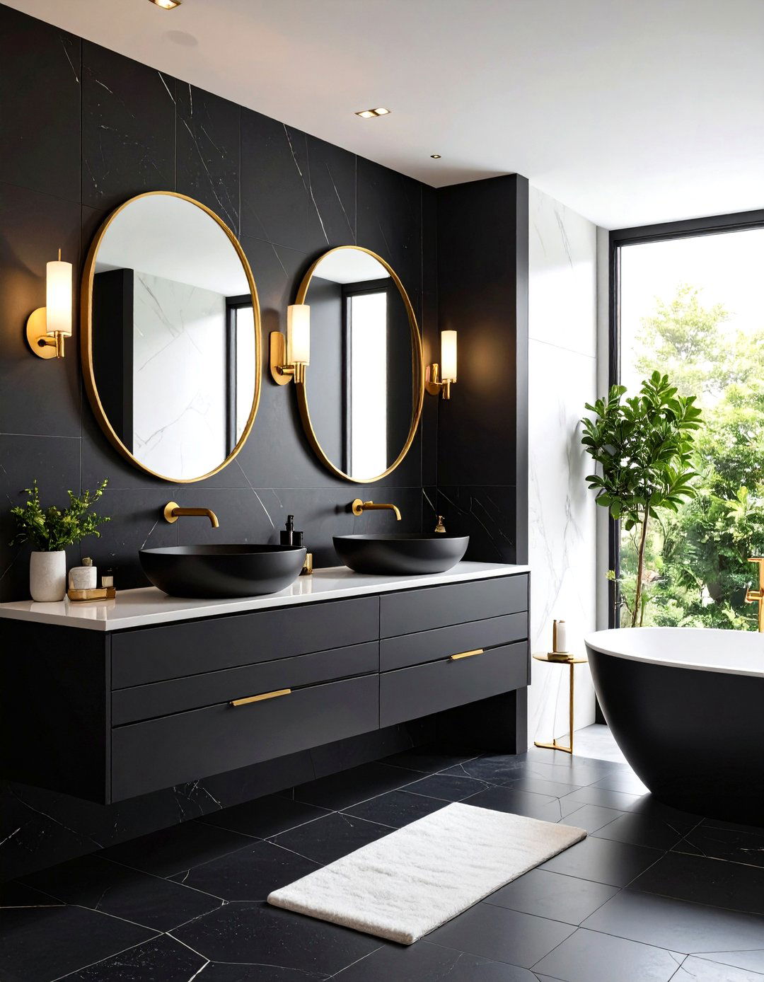 Bold Black and Gold Hall Bathroom - 24 Hall Bathroom Ideas