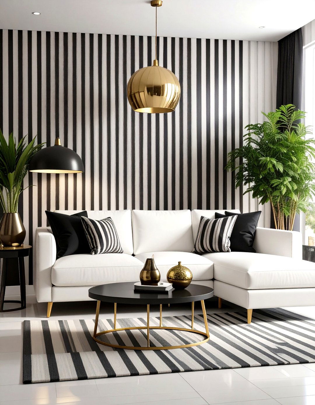 Bold Black and White Striped Patterns - 24 Black and White Living Room Ideas