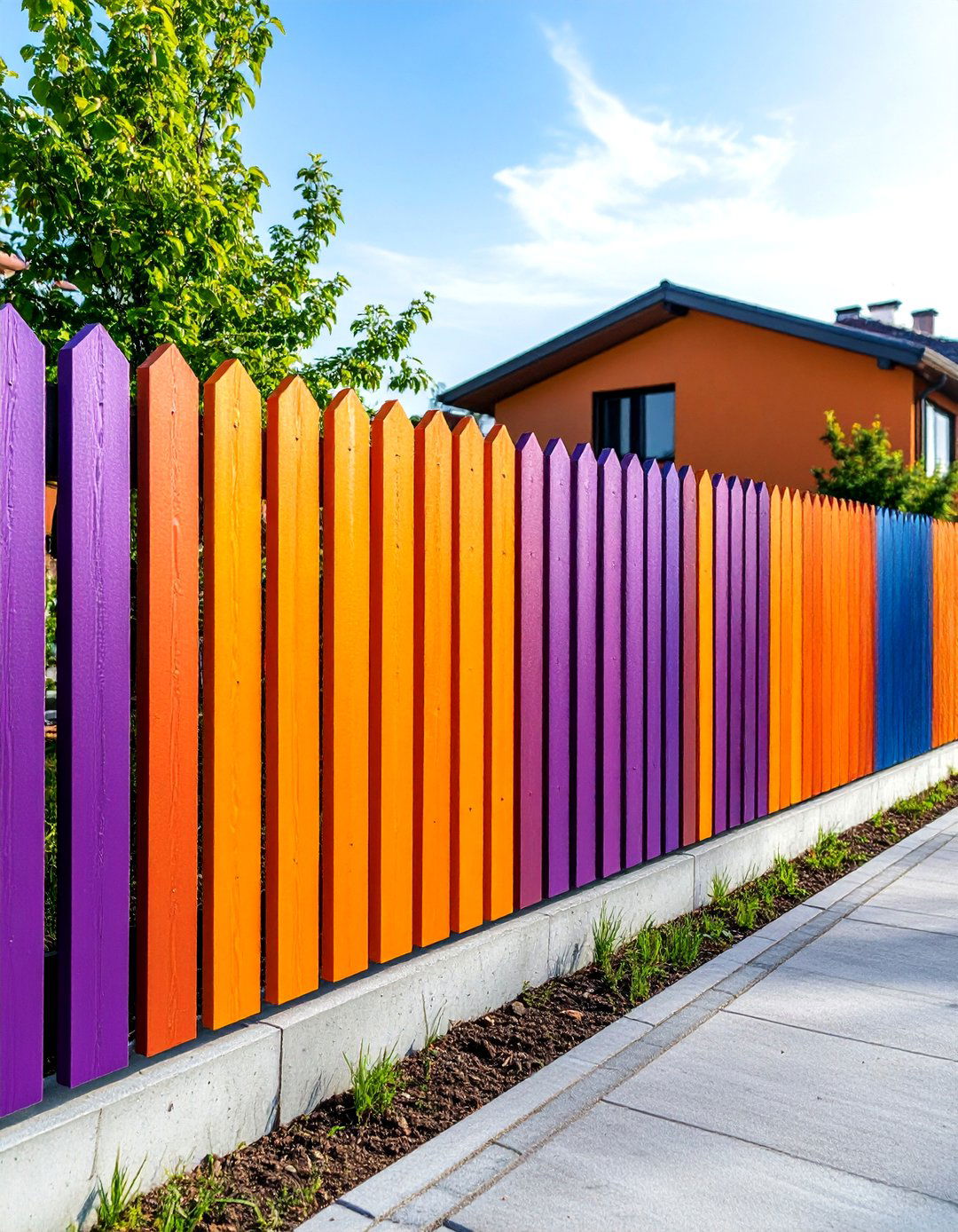 Bold Color Blocked Concrete Fence - 24 Concrete Block Fence Ideas