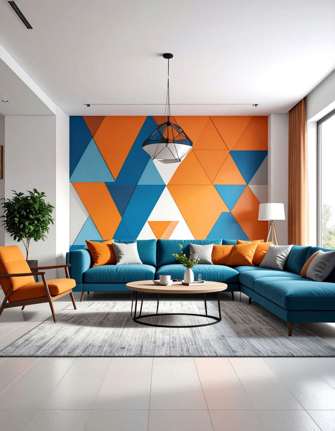 Bold Color Blocking Designs - 24 Living Room Accent Wall Ideas