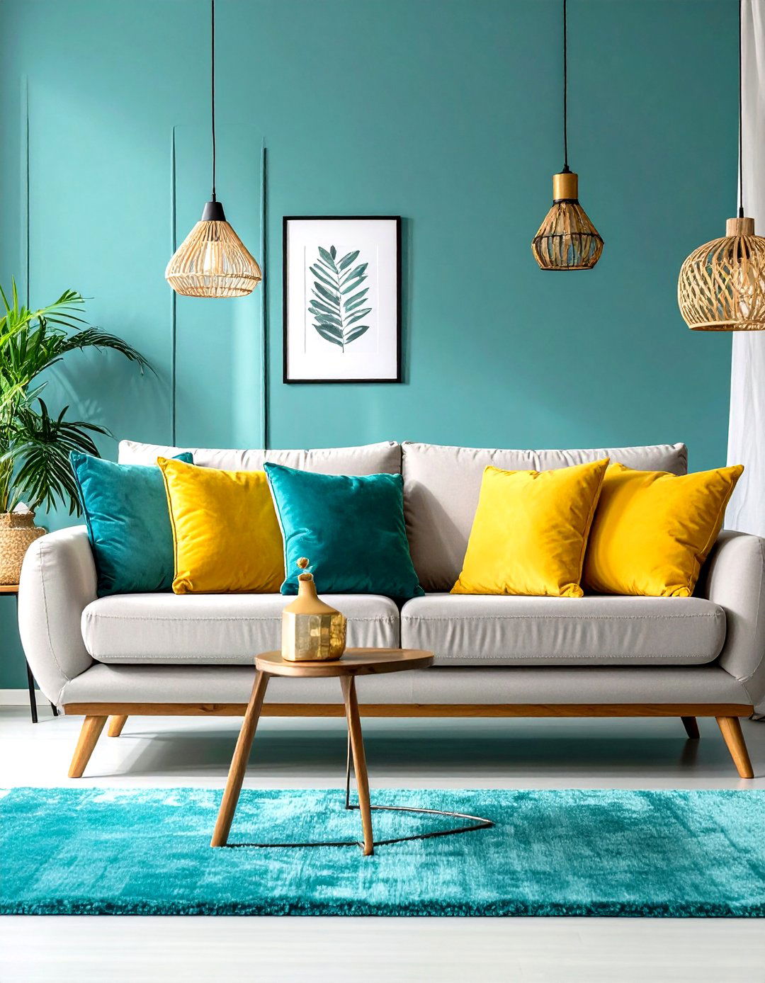 Bold Color Pop Contrast - 24 Living Room Ideas With Black Couches