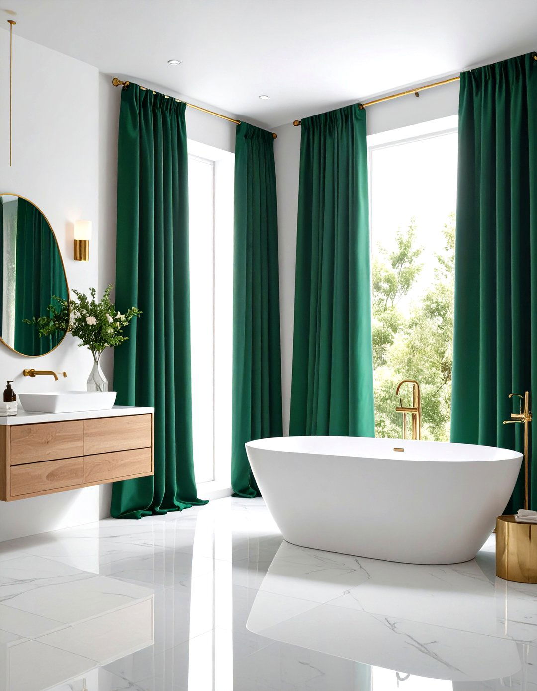 Bold Color Statement Curtains - 24 bathroom curtain ideas