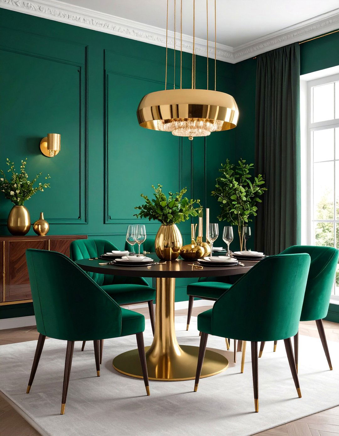 Bold Color Statement Dining Room with Jewel Tones - 24 Dining Room Design Ideas