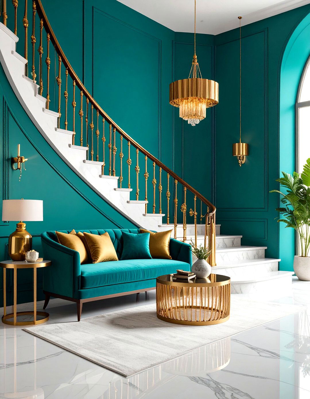Bold Color Statement Landing - 24 Stair Landing Ideas