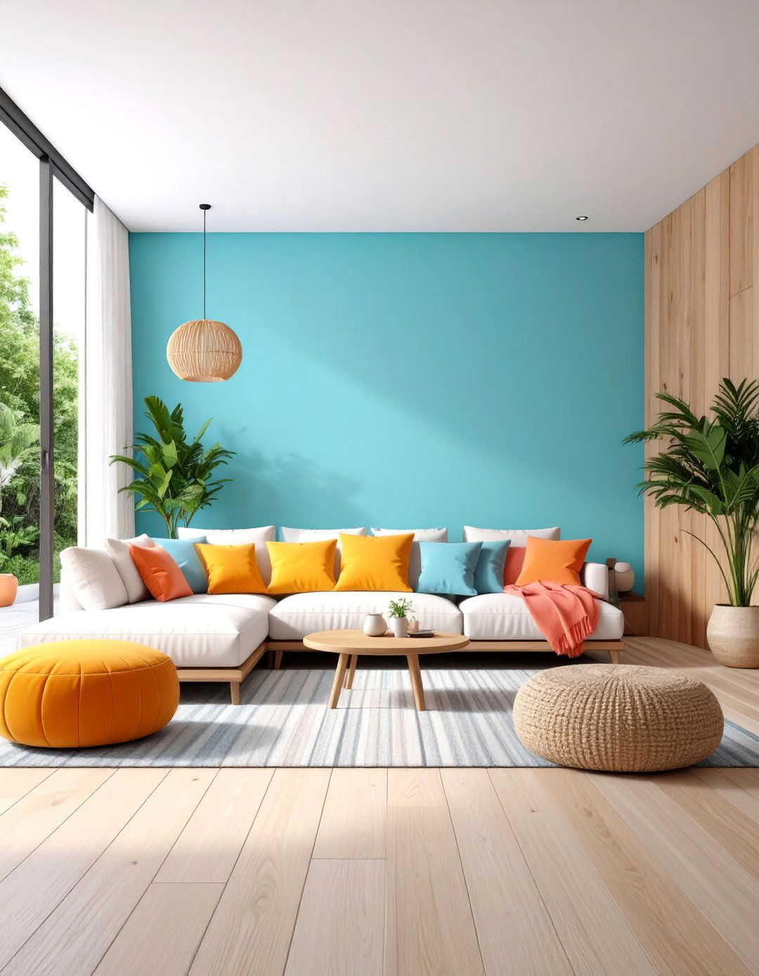 Bold Color Statement Sunken Room - 24 Sunken Living Room Ideas