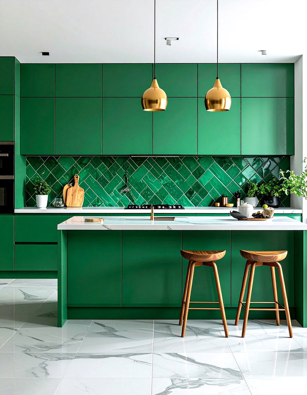 Bold Colored Statement Kitchen Tile Design - 24 Kitchen Floor Ideas