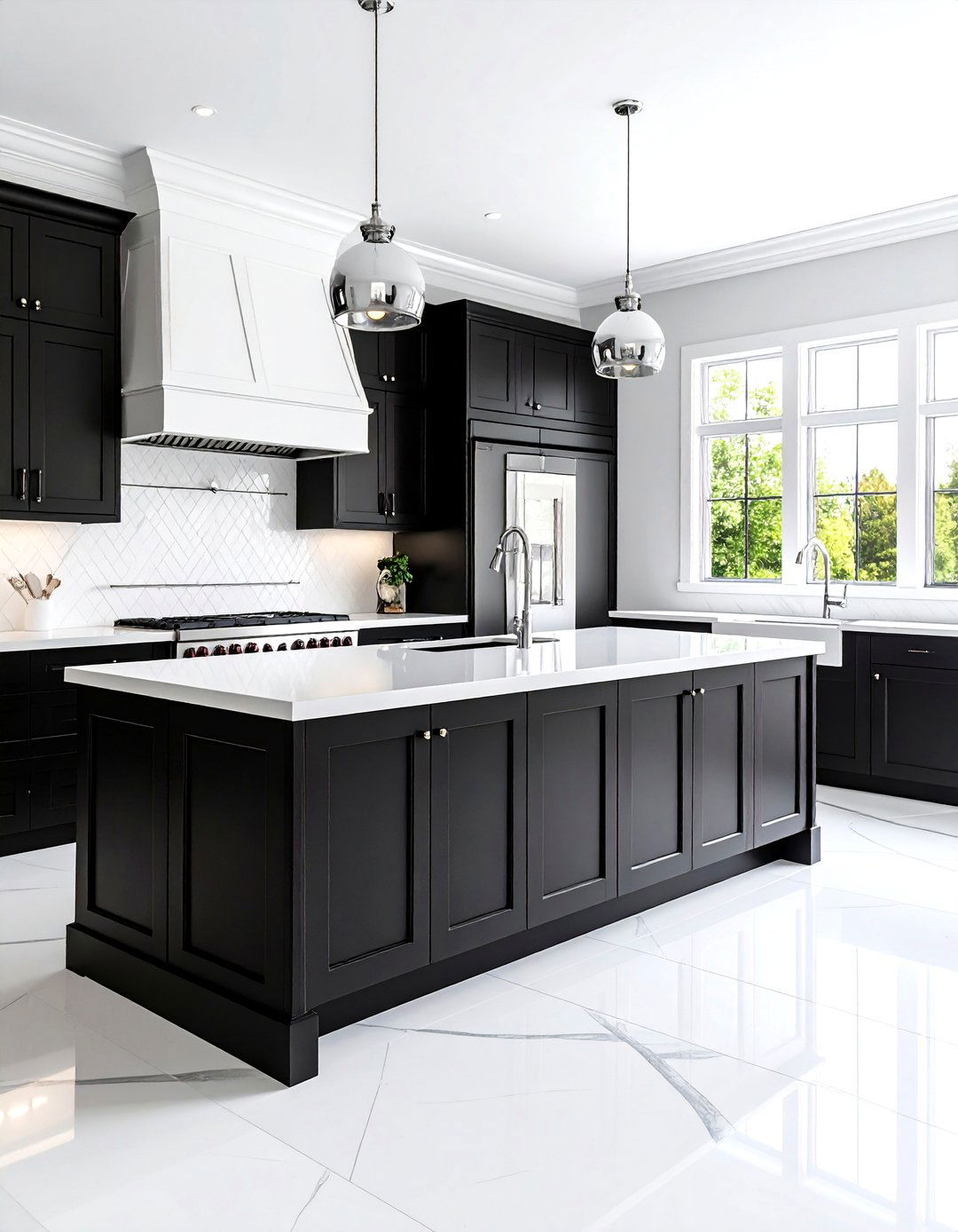 Bold Contrast Black and White - 24 Kitchen With White Appliances Ideas