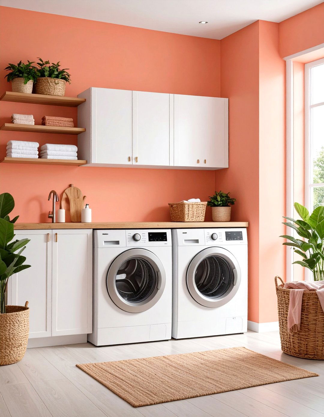 Bold Coral Energy - 24 Laundry Room Paint Ideas