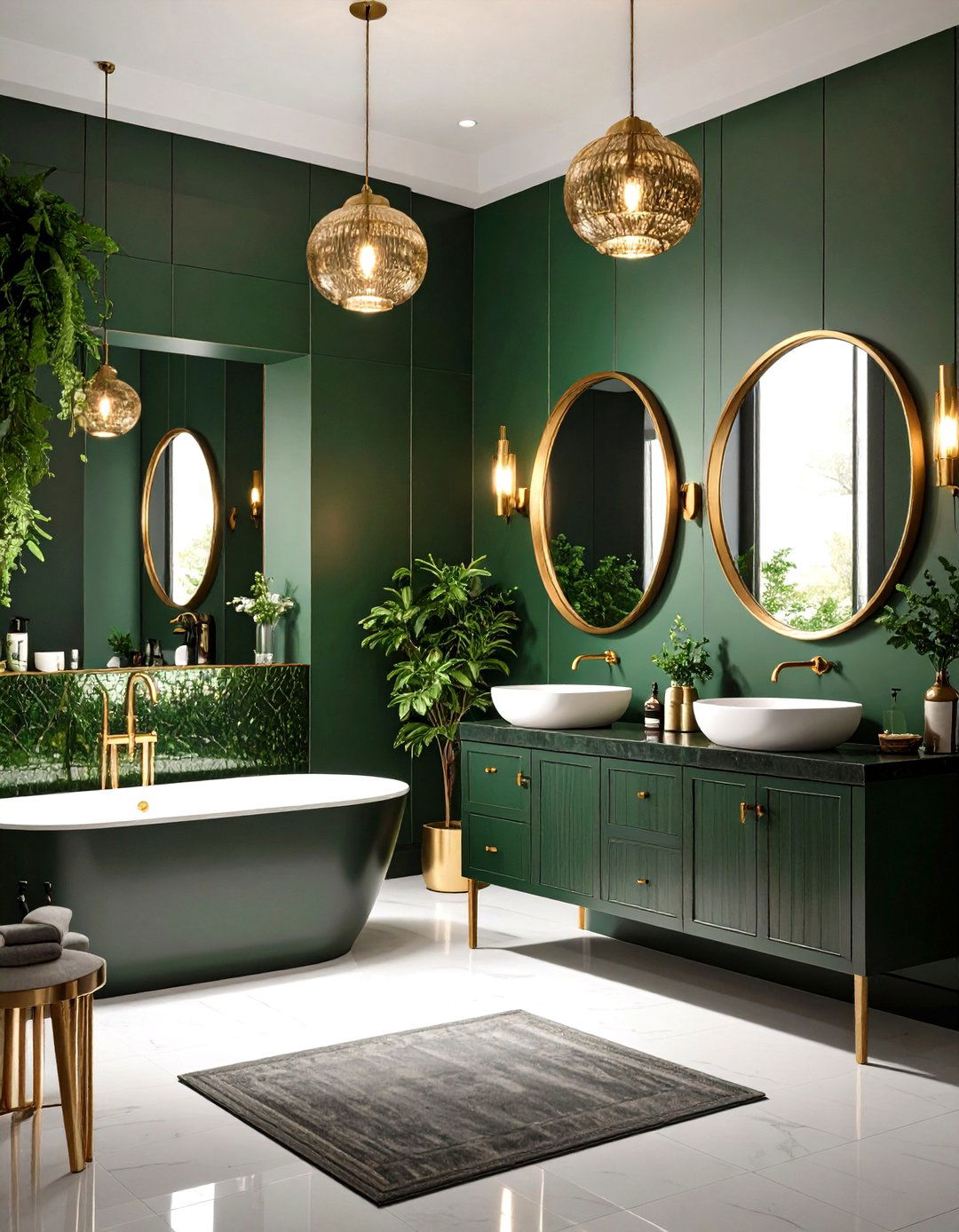 Bold Dark Moody Windowless Bathroom with Metallic Accents - 24 Windowless Bathroom Ideas