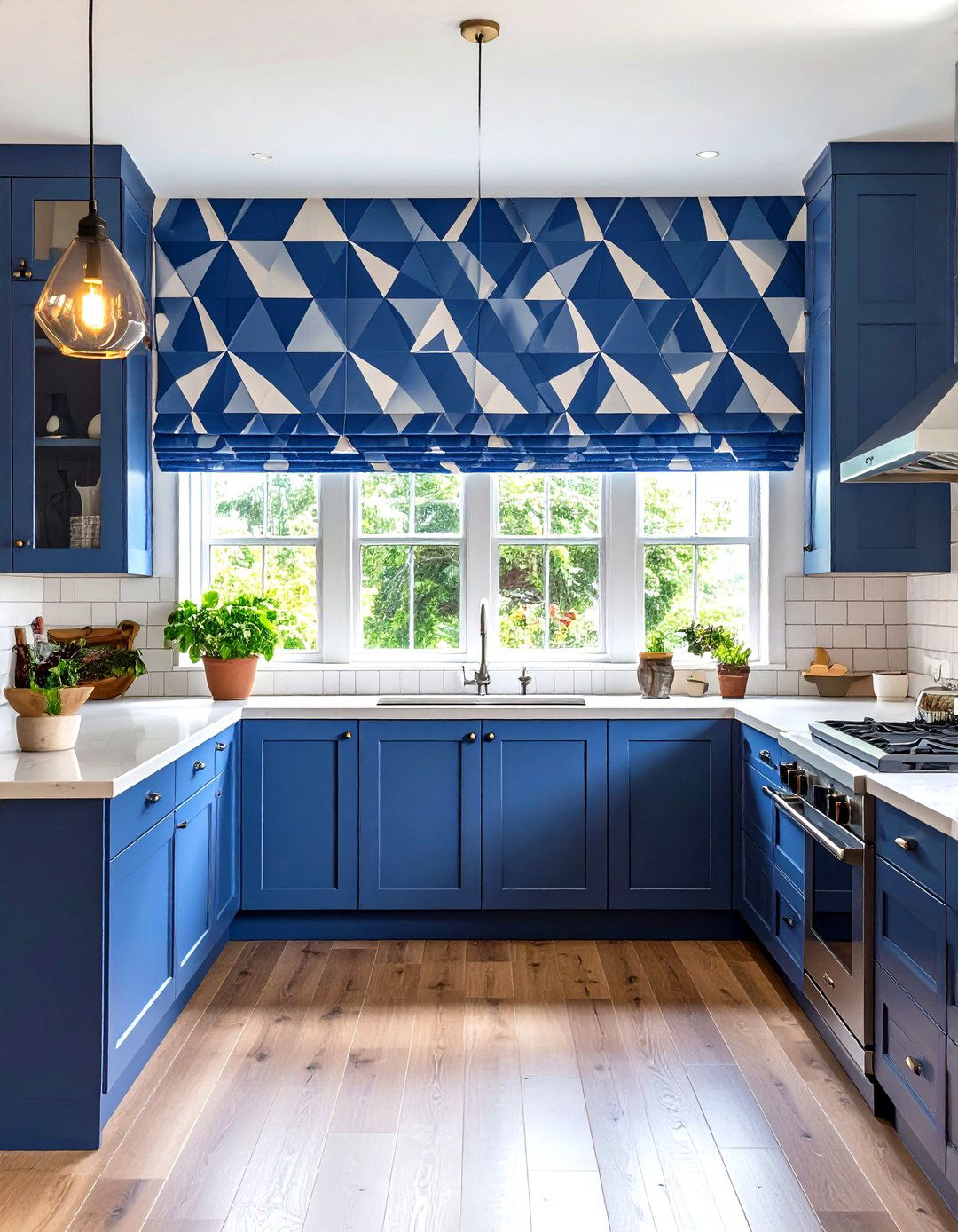 Bold Geometric Kitchen Valance with Contemporary Patterns - 24 Kitchen Valance Ideas