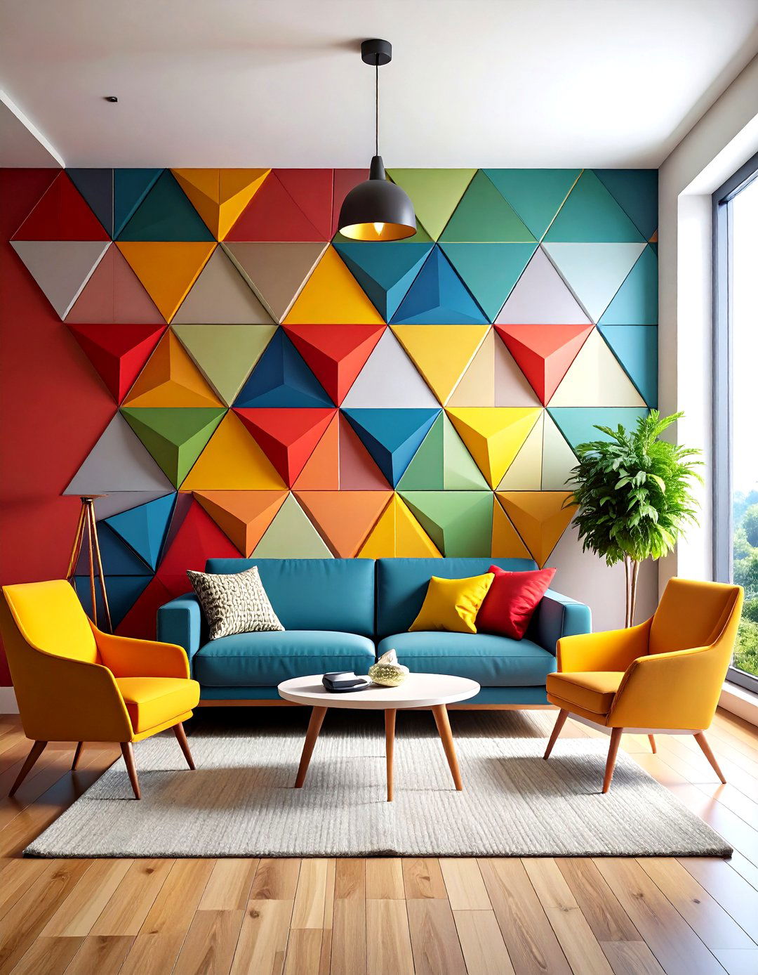 Bold Geometric Pattern Wall Design - 24 Wall Decor Ideas