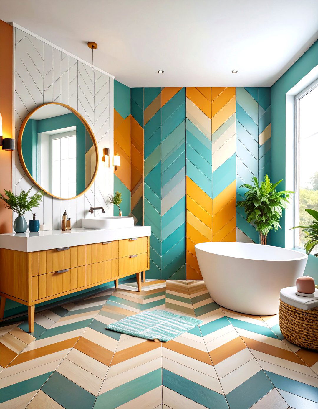 Bold Geometric Patterns - 24 Small Ensuite Design Ideas