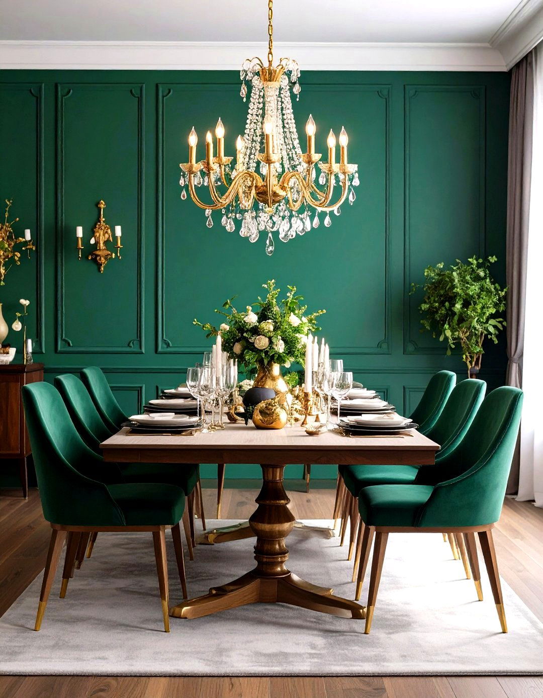 Bold Jewel Tone Dining Room Drama - 24 Townhouse Interior Design Ideas