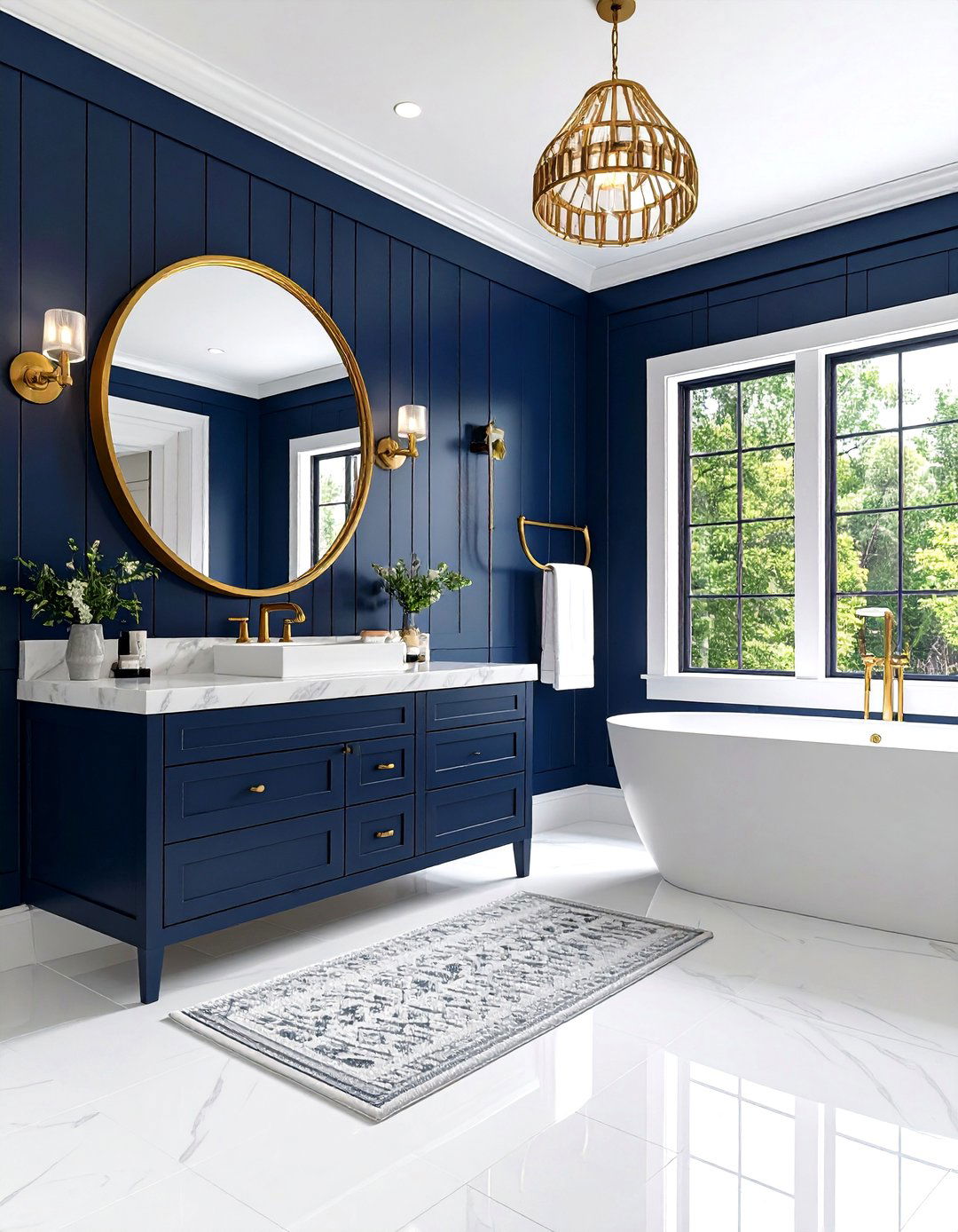 Bold Navy Shiplap Bathroom Statement - 24 shiplap bathroom ideas