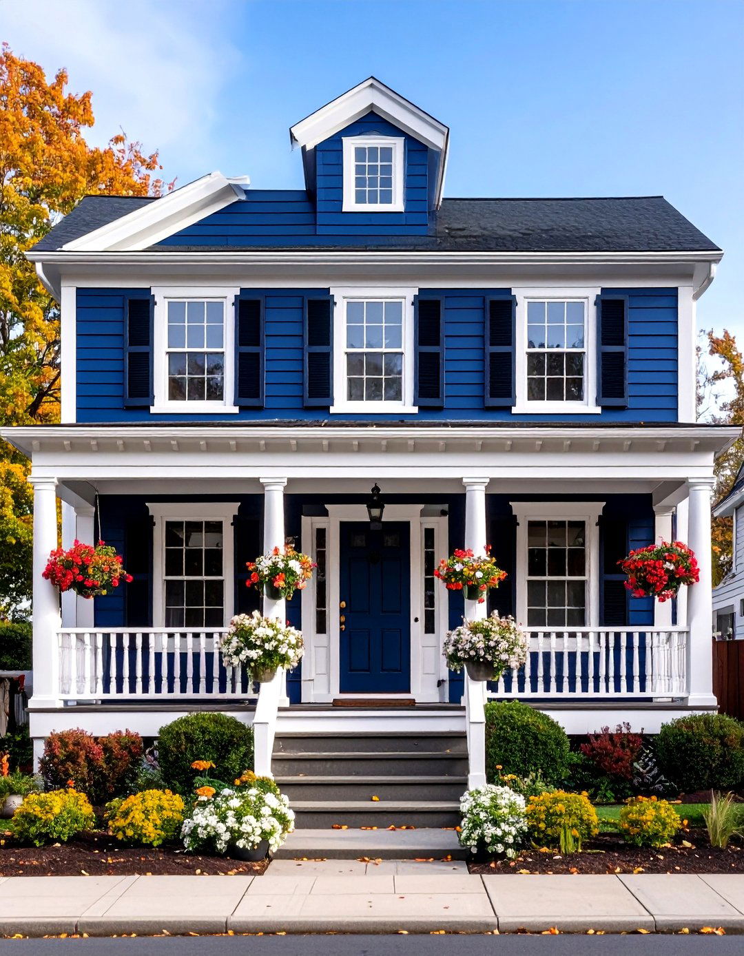 Bold Navy and Crisp White Statement - 24 Two-tone Siding Designs