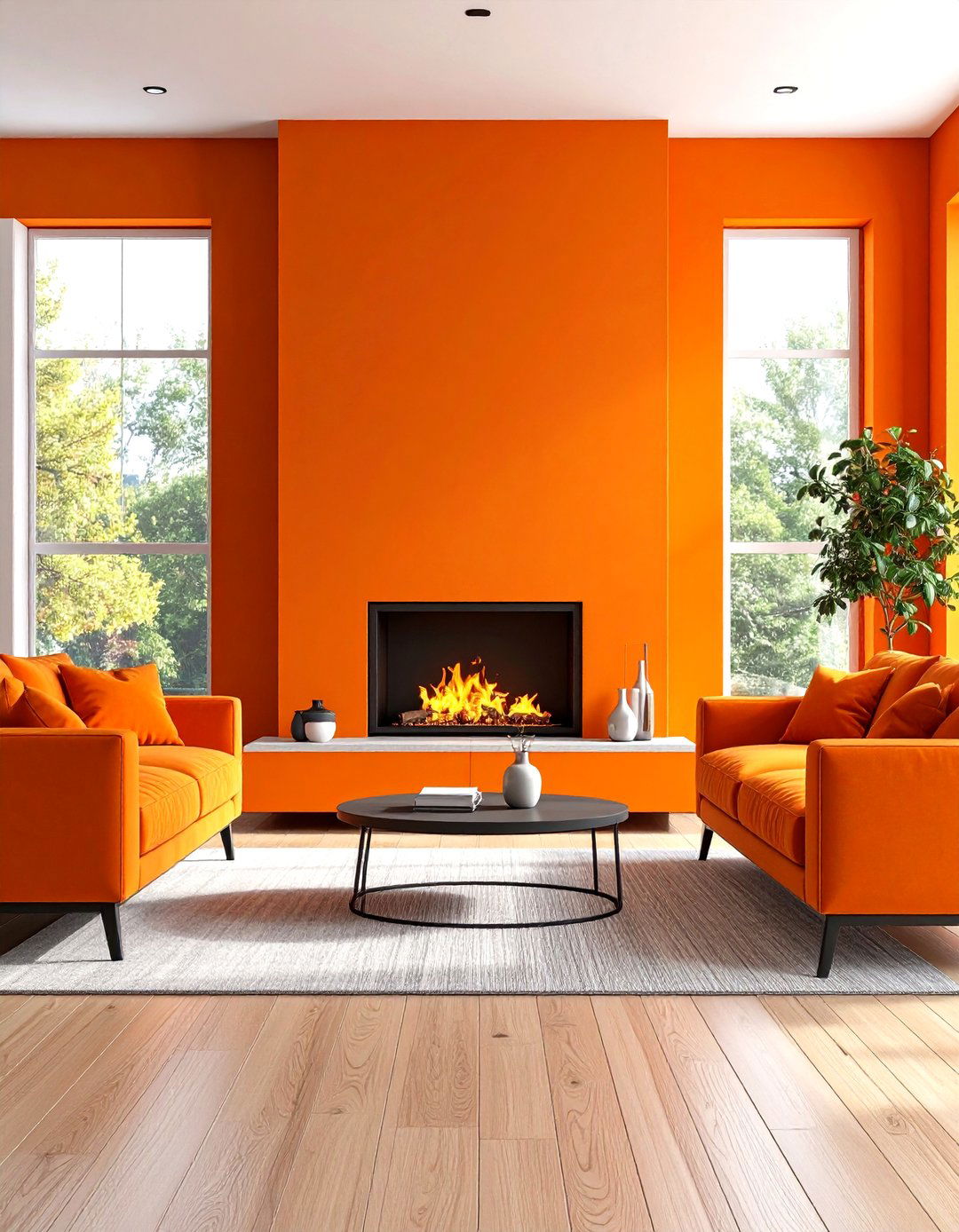Bold Orange Energetic Warmth - 24 Fireplace Paint Ideas