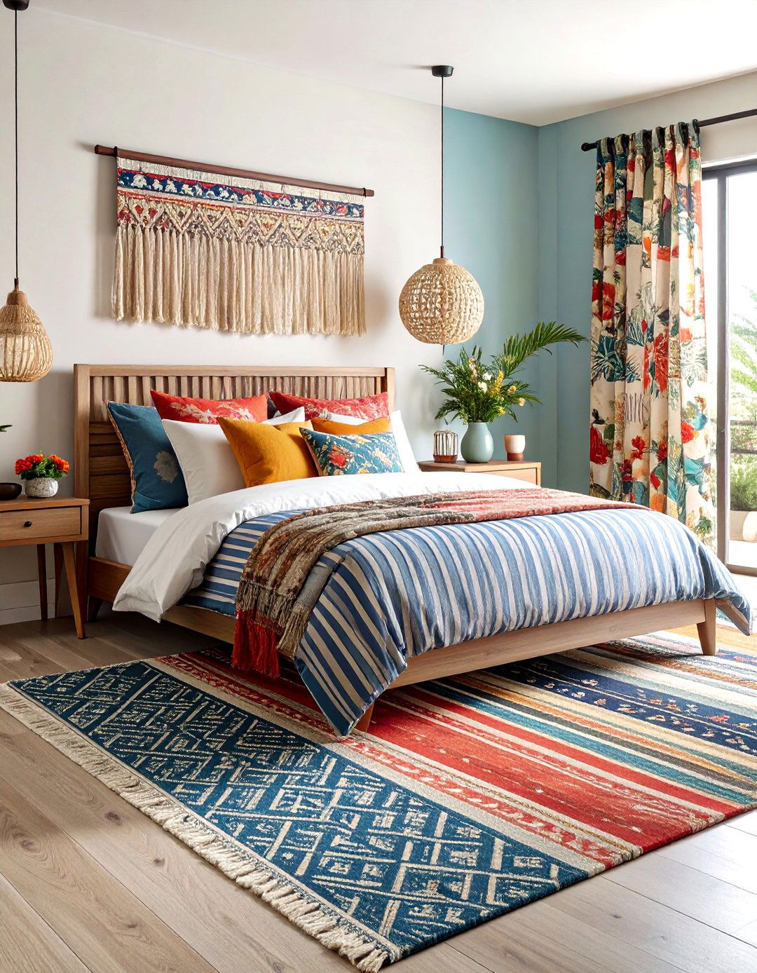 Bold Pattern Mixing Bedroom - 24 Eclectic Bedroom Ideas