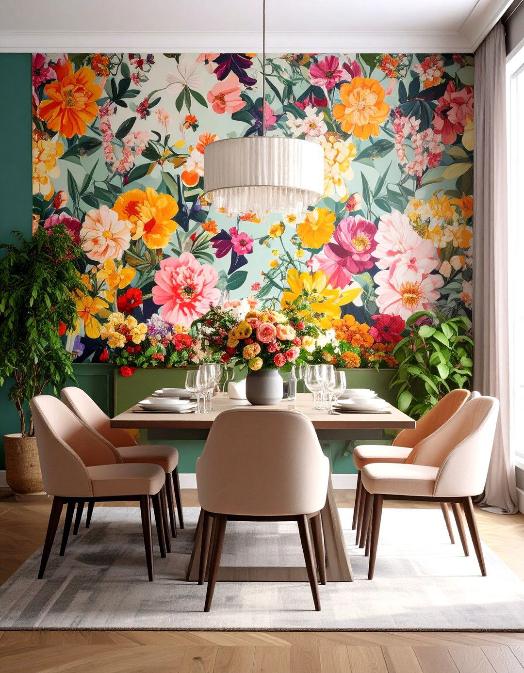 Bold Patterned Wallpaper Features - 24 Dining Room Accent Wall Ideas