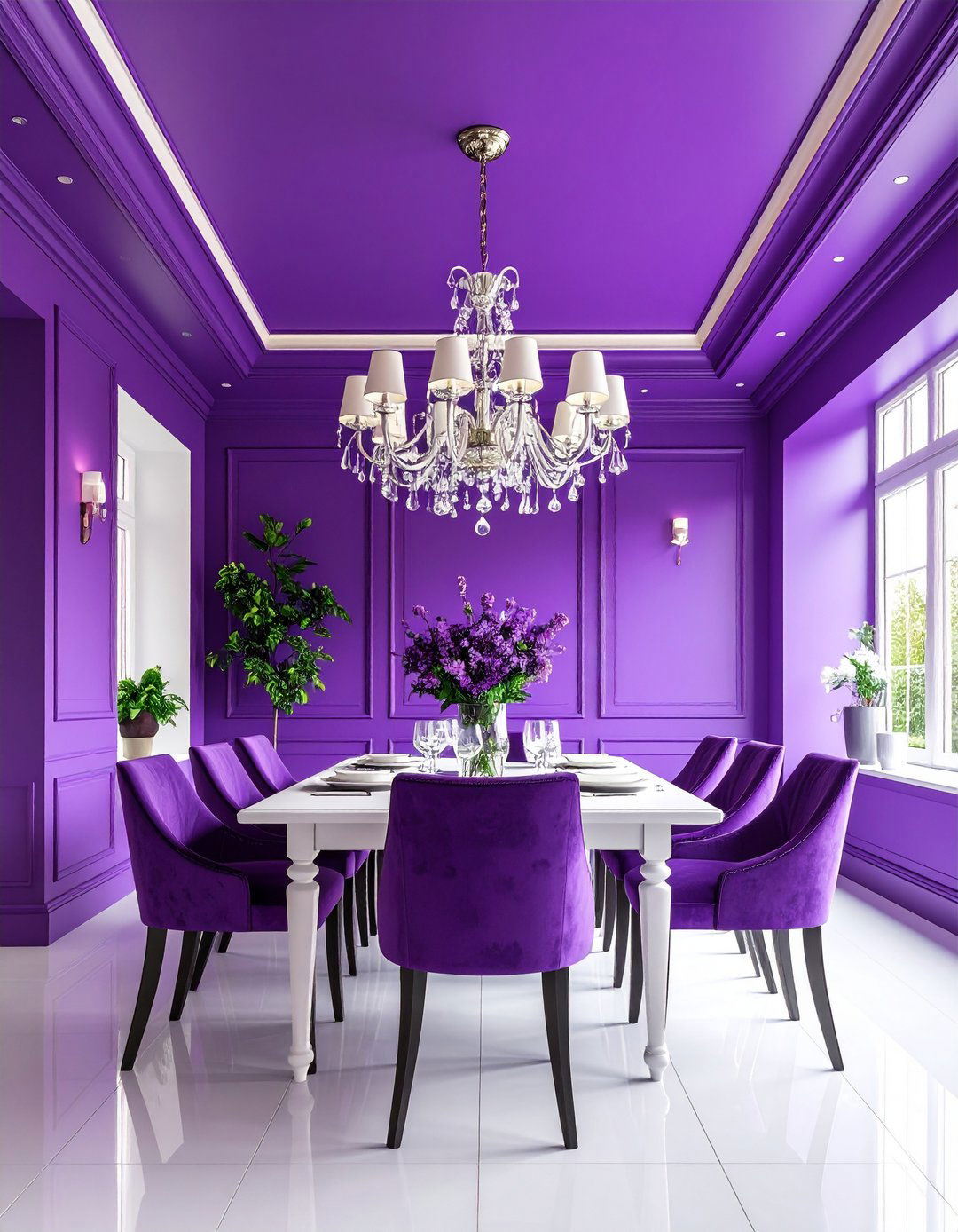 Bold Purple Dining Room Ceiling - 24 Purple Dining Room Ideas