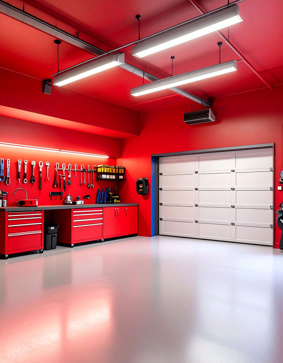 Bold Red Accent Wall Theme - 24 Garage Wall Paint Ideas