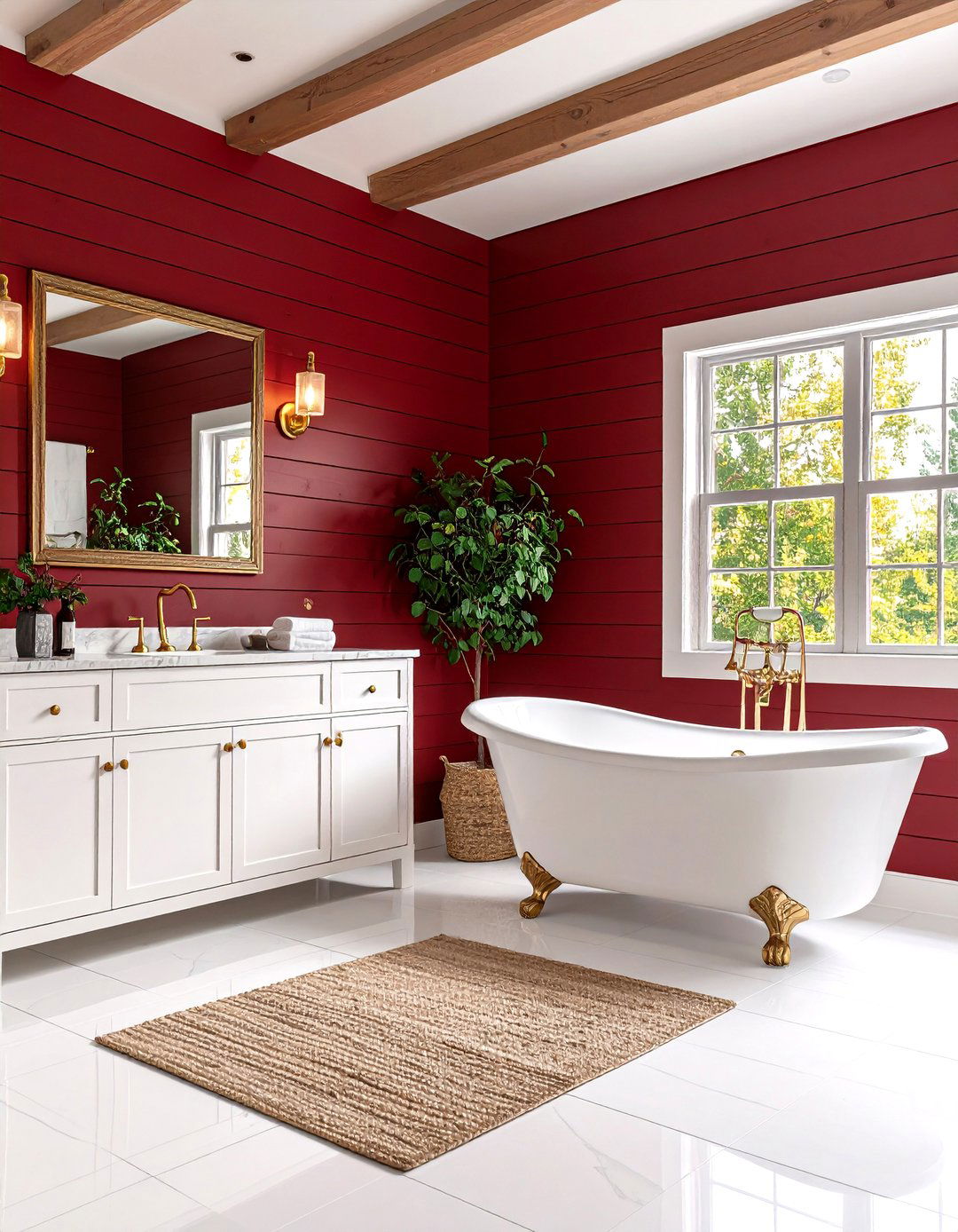 Bold Red Shiplap Bathroom Statement - 24 shiplap bathroom ideas