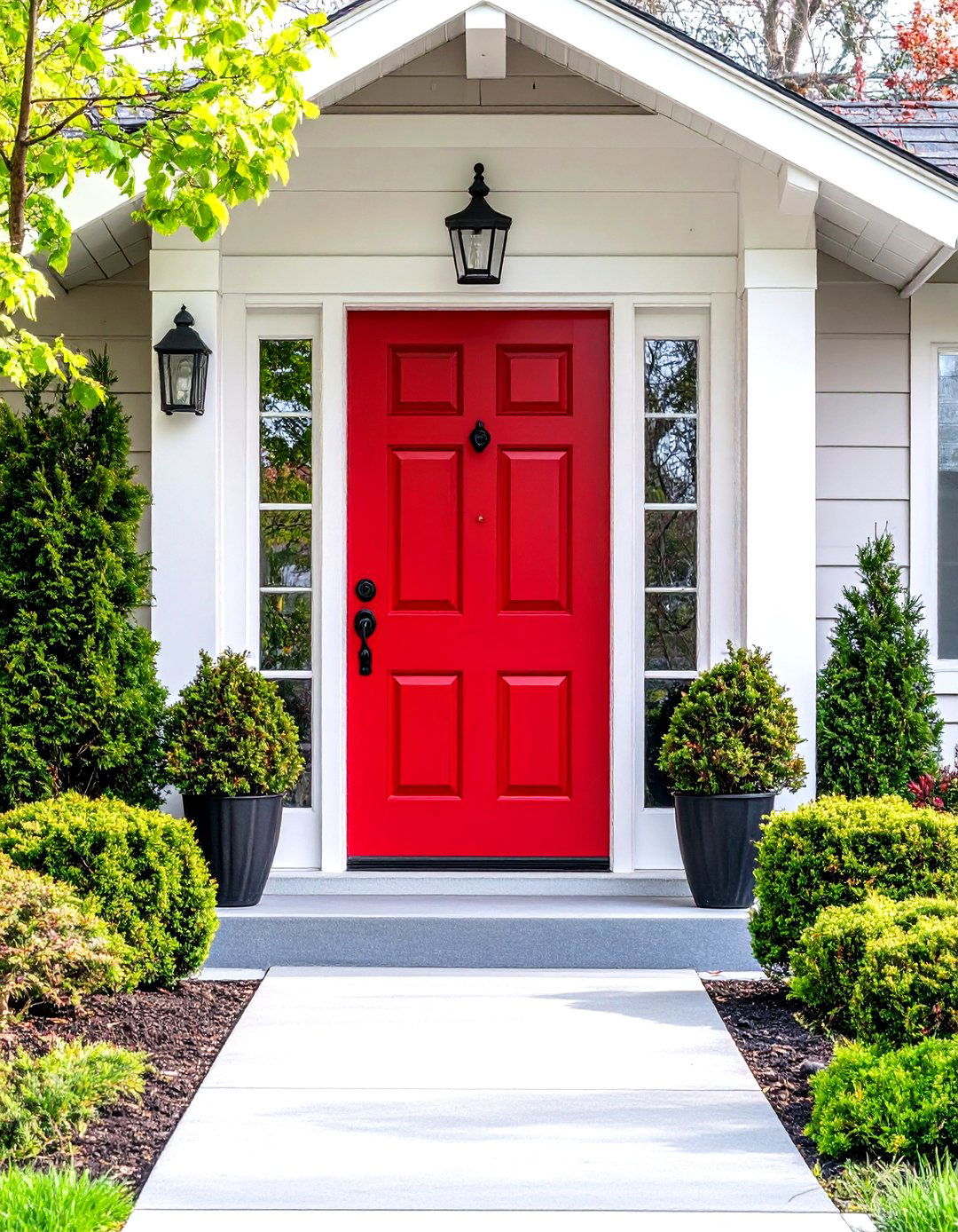 Bold Red Statement Front Door - 24 Front Door Color Ideas
