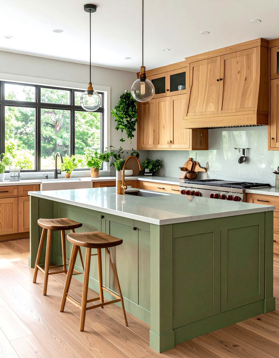 Bold Sage Green Quartz - 24 what color countertops go with oak cabinets