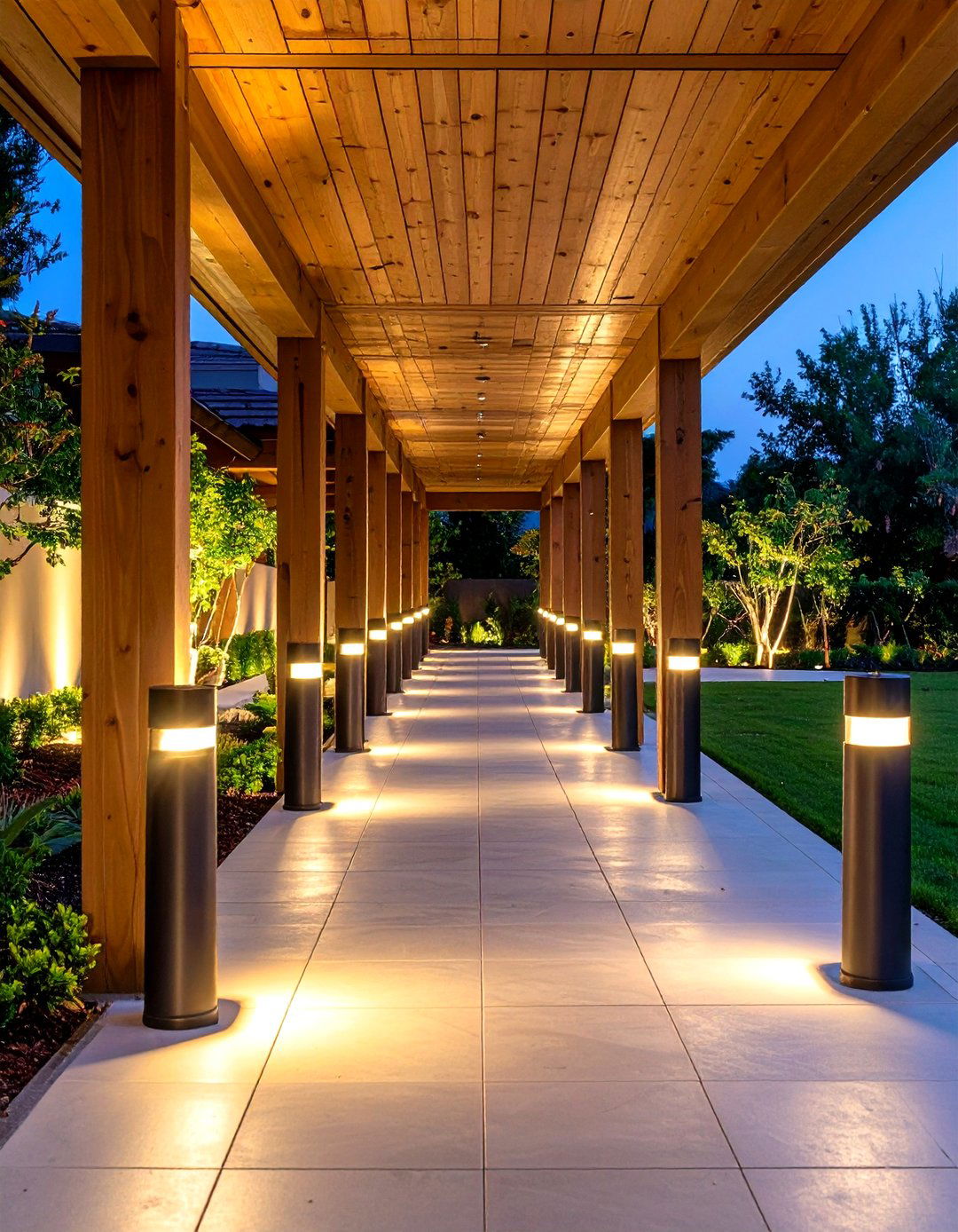 Bollard Path Perimeter Definition - 24 Covered Patio Lighting Ideas
