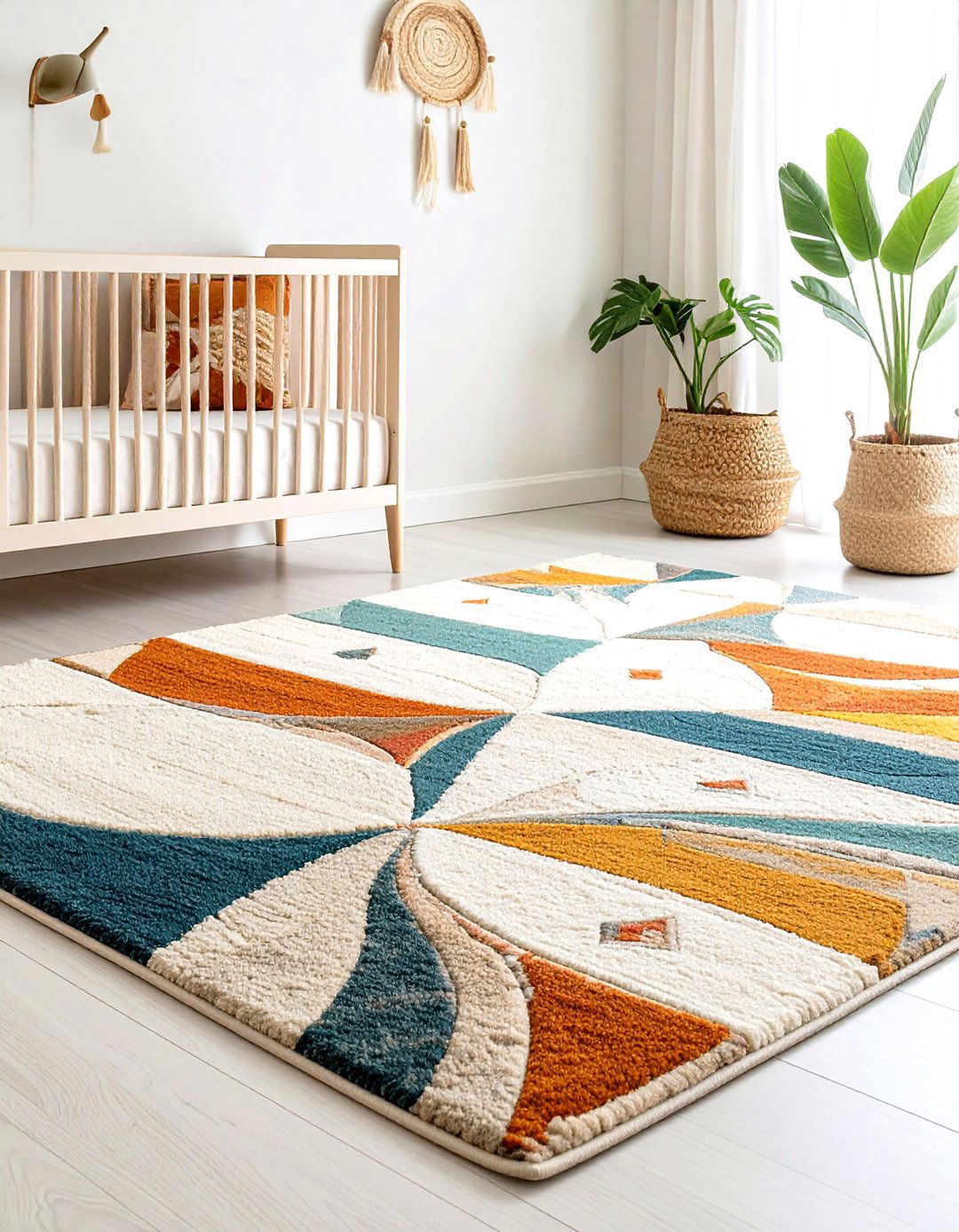 Boomerang Pattern Area Rug Design - 24 Mid-century Modern Nursery Ideas