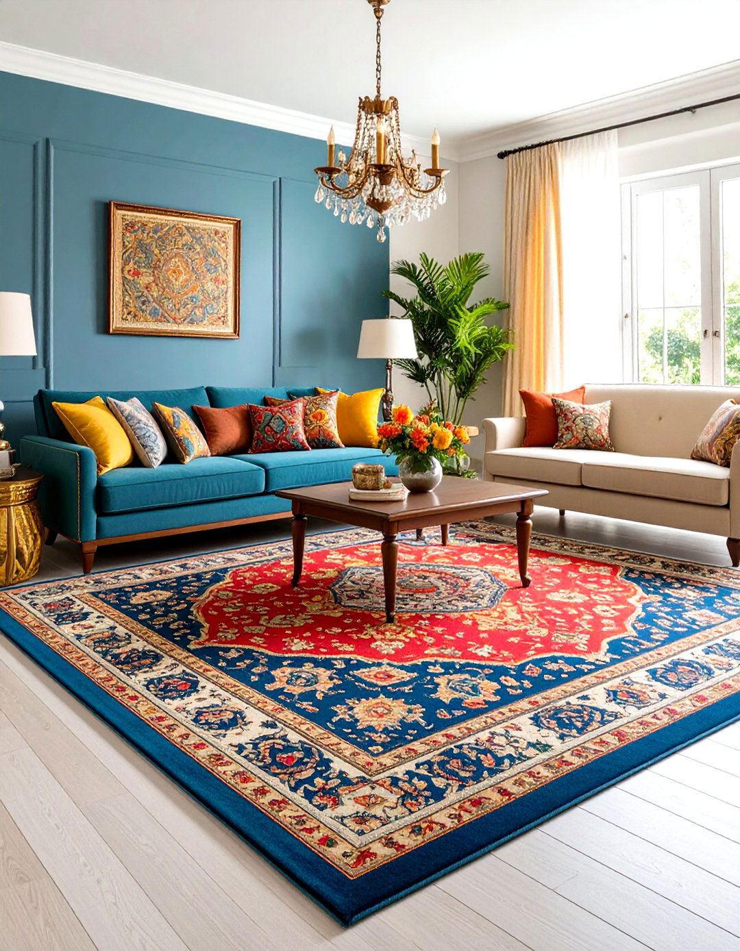 Border Design Perimeter Rugs - 24 Living Room Rug Ideas
