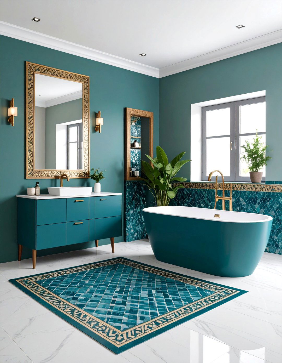 Border Pattern Accent Mosaic Designs - 24 Bathroom Mosaic Floor Tile Ideas