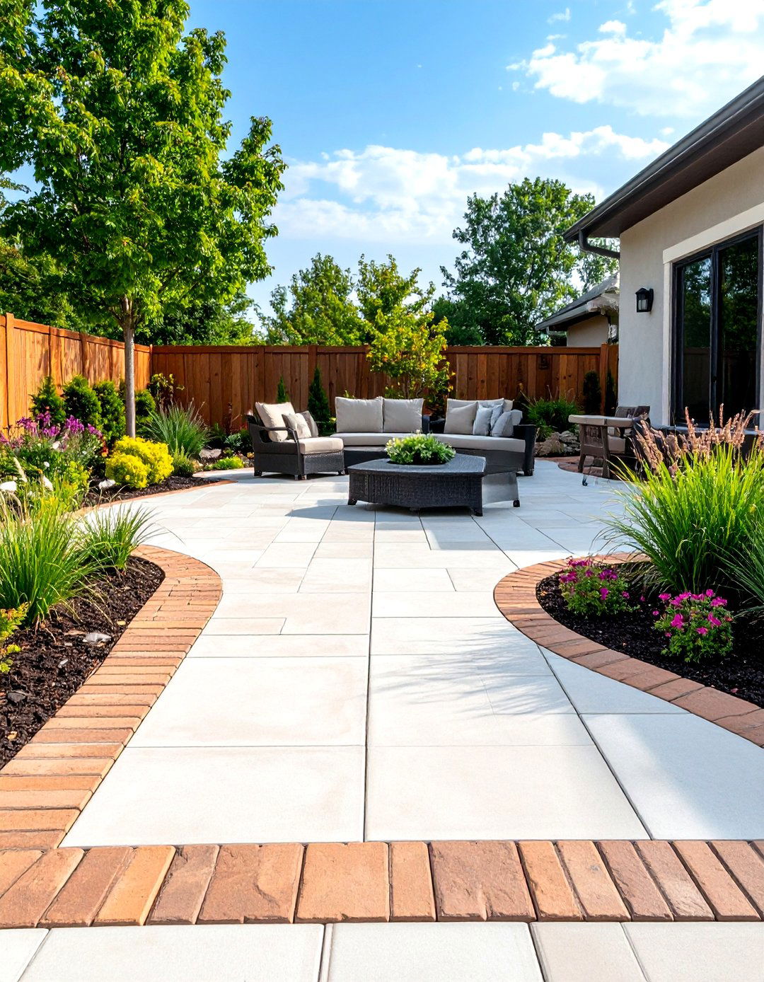 Bordered Patio Design Concepts - 24 Stamped Concrete Patio Ideas