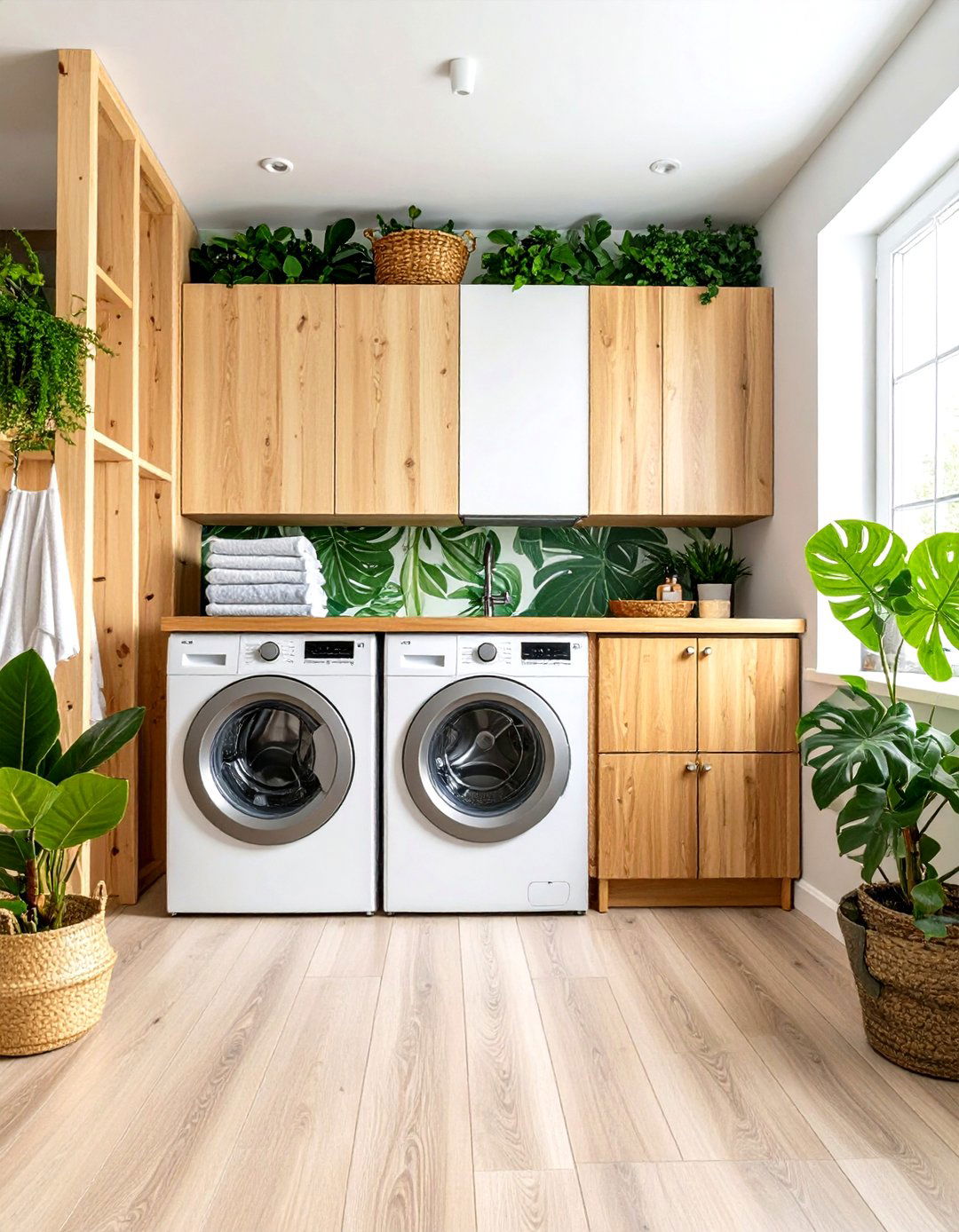 Botanical Greenery Wallpaper - 24 Laundry Room Wallpaper Ideas