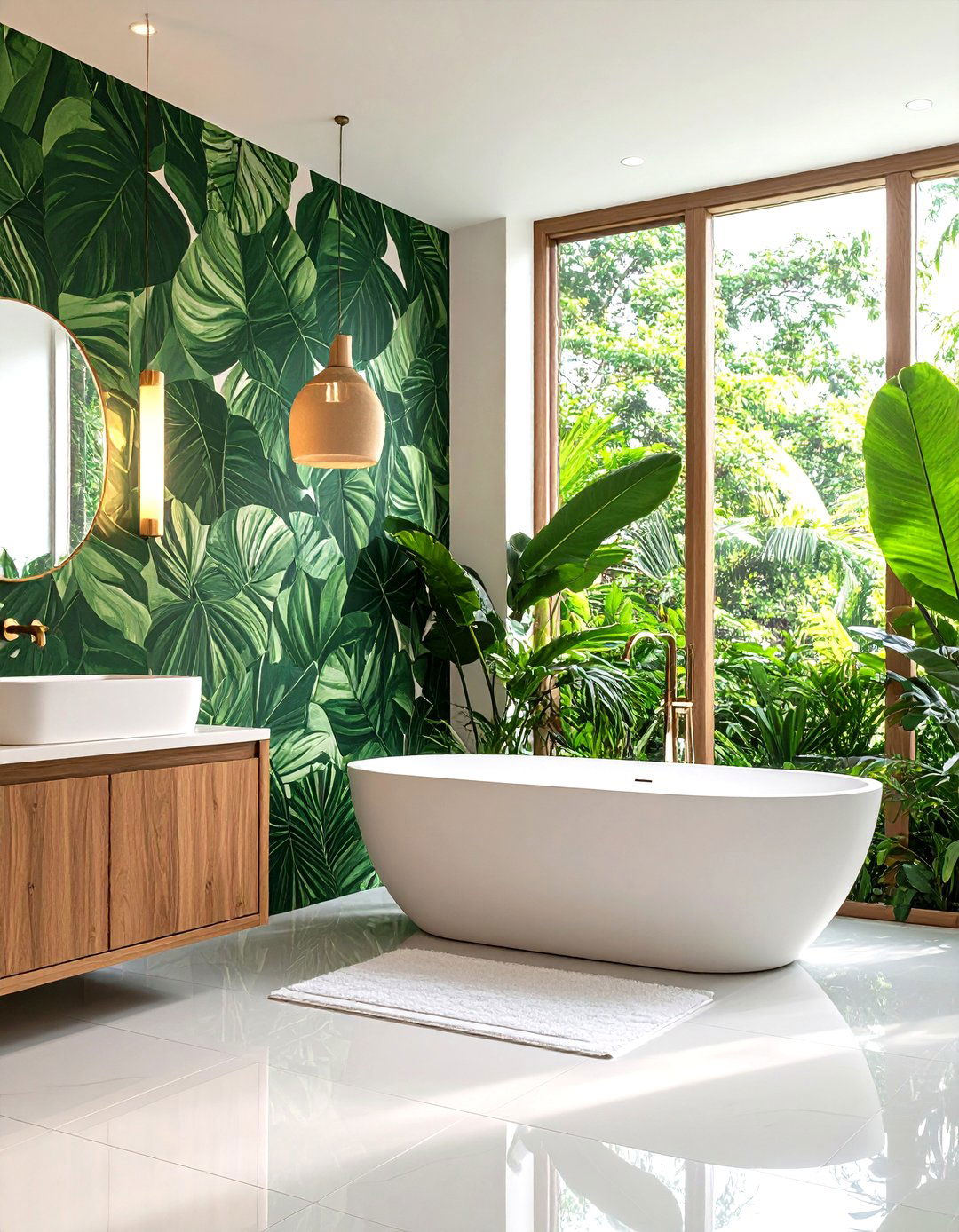 Botanical Leaf Pattern Bathrooms - 24 Bathroom Wallpaper Ideas