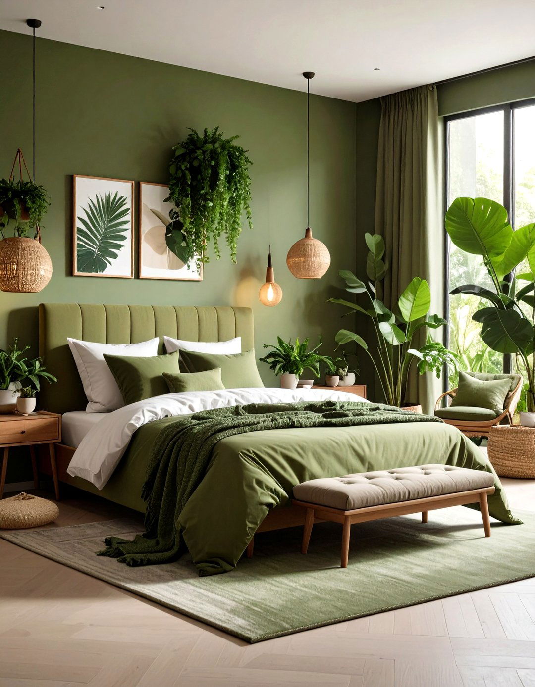 Botanical Olive Green Bedroom Theme - 24 Olive Green Bedroom Ideas