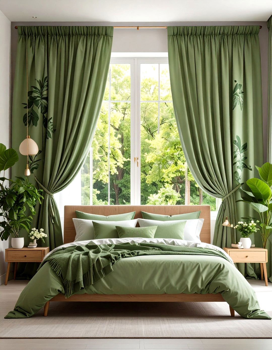 Botanical Patterned Bedroom Theme - 24 Bedroom Curtain Ideas