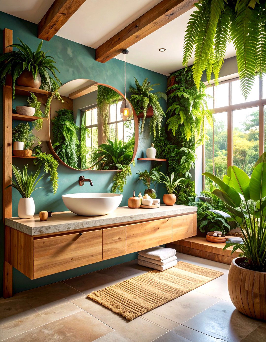 Botanical Powder Room with Living Wall Features - 24 Powder Room Ideas
