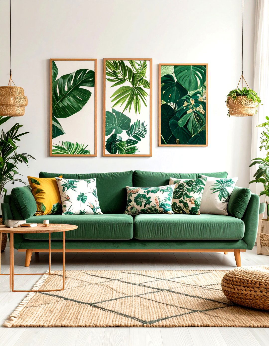 Botanical Print Sage Green Couch Styling - 24 sage green couch living room ideas