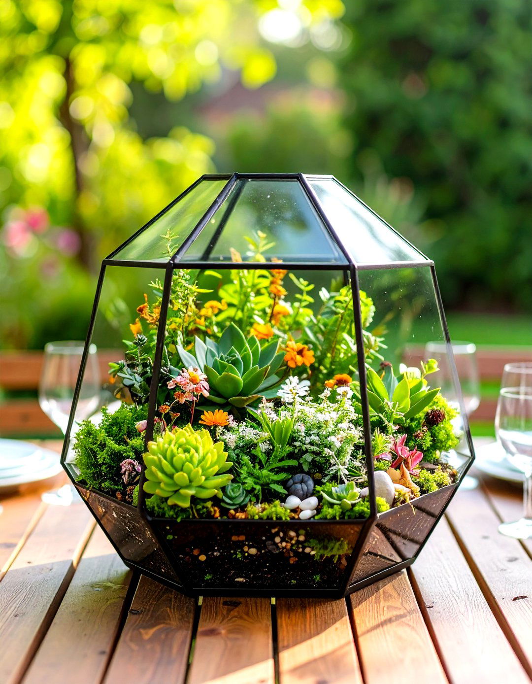 Botanical Terrarium Garden Centerpieces - 24 Black and Gold Centerpiece Ideas