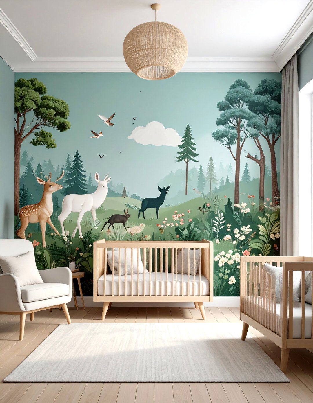 Botanical Wall Murals - 24 Rustic Nursery Ideas