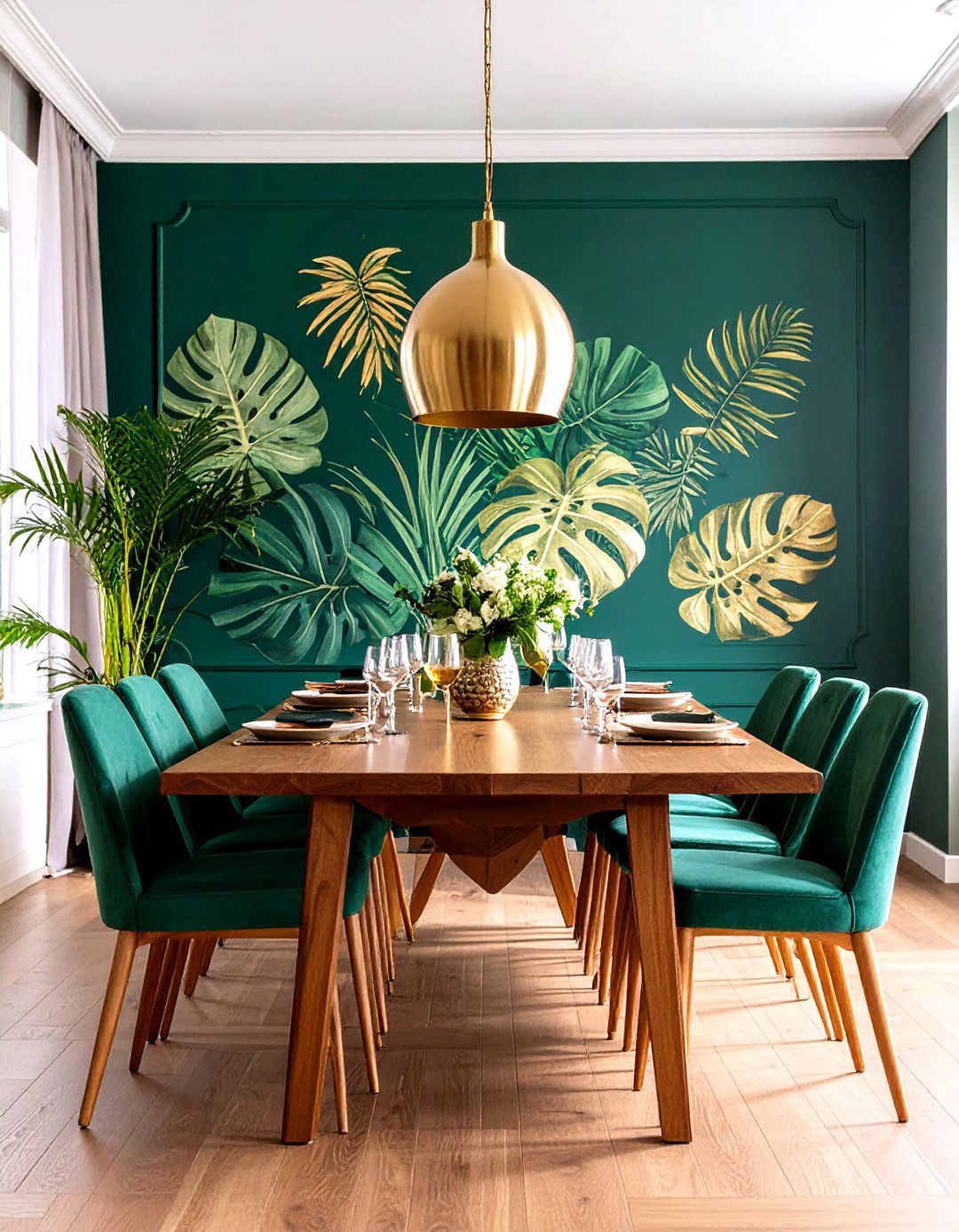 Botanical Wallpaper Accent Walls - 24 Dining Room Accent Wall Ideas
