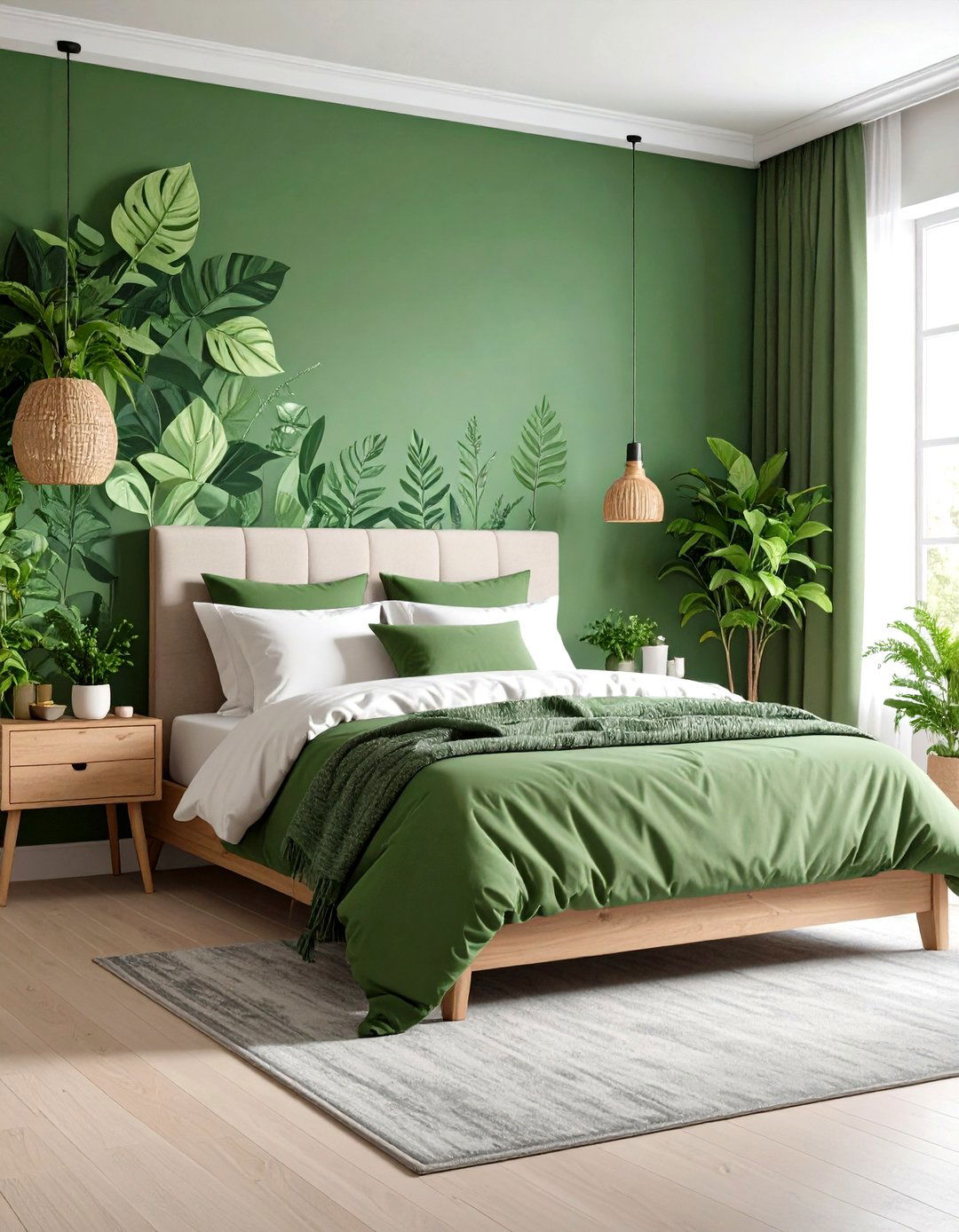 Botanical Wallpaper Forest Green Bedroom - 24 Forest Green Bedroom Ideas