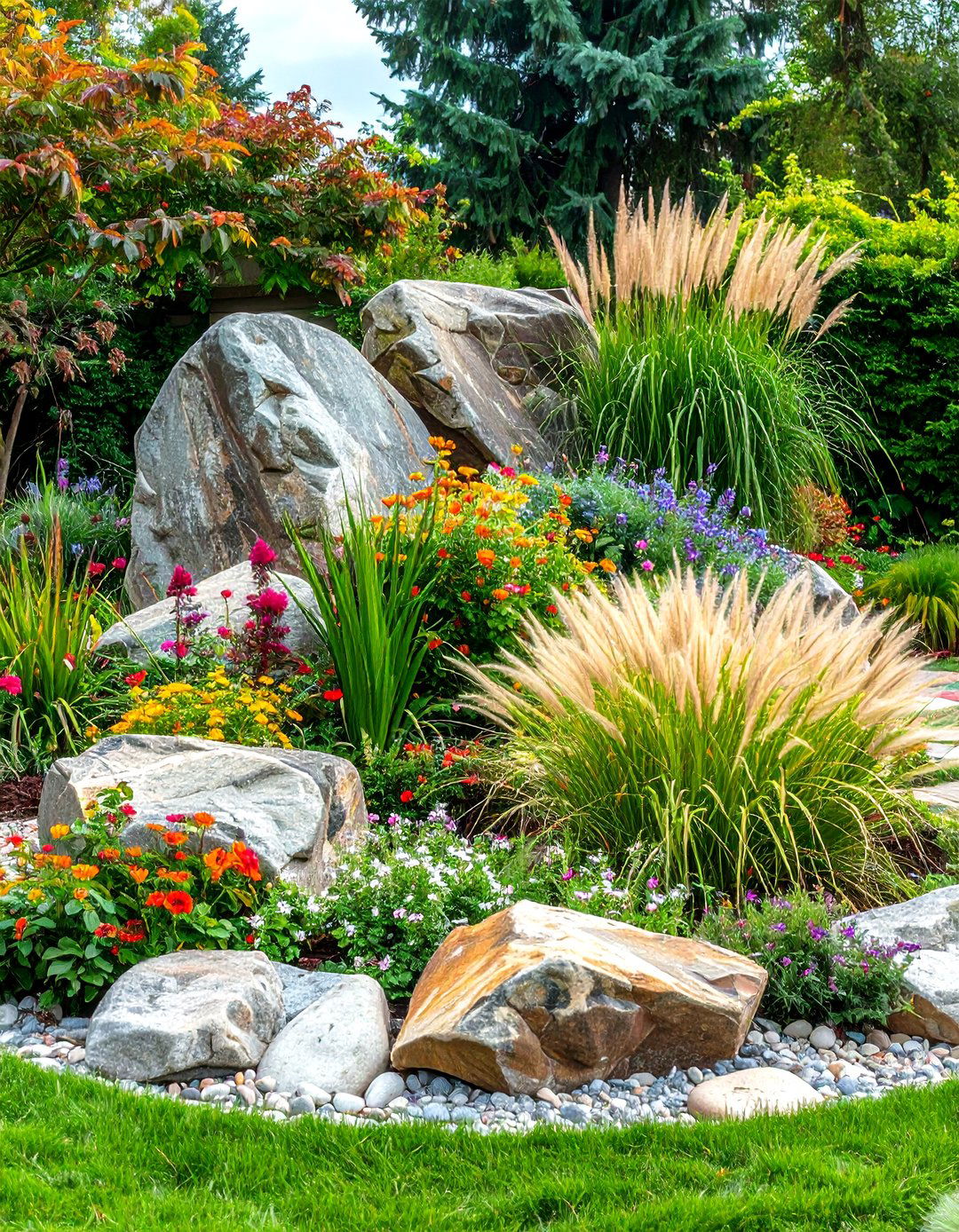 Boulder Sculpture Garden Landscape - 24 Stone Garden Ideas