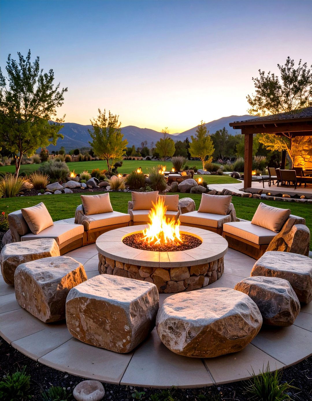 Boulder Seating Ring Fire Pit - 24 Rock Fire Pit Ideas
