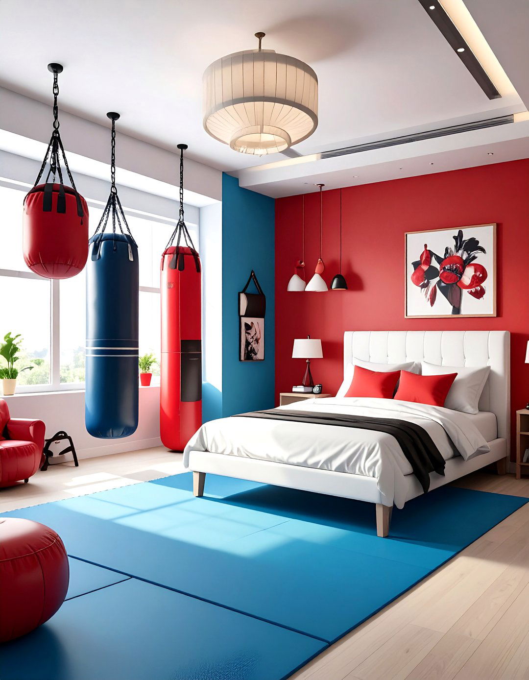 Boxing Gym Training Bedroom - 24 Man Cave Bedroom Ideas
