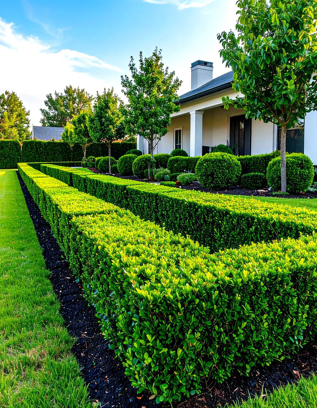 Boxwood Hedge Geometric Patterns - 24 Mid-century Modern Landscaping Ideas